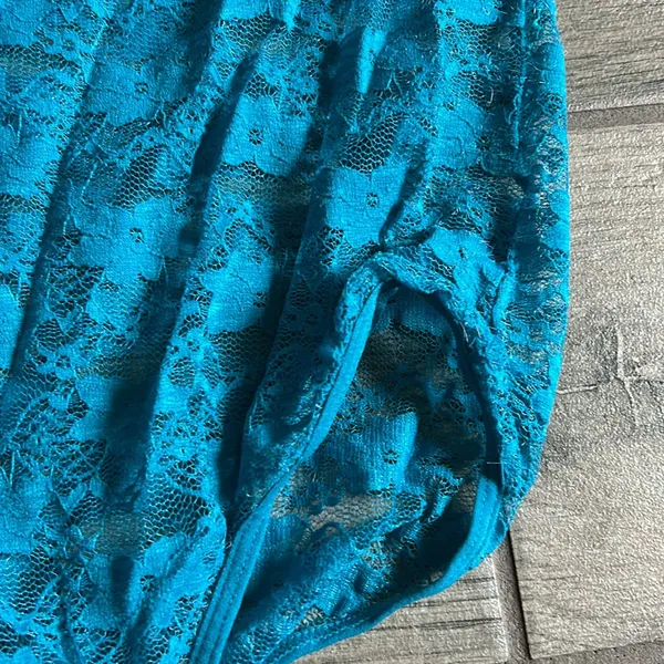Fredericks of hollyw teal lace bodysuit - Image 2