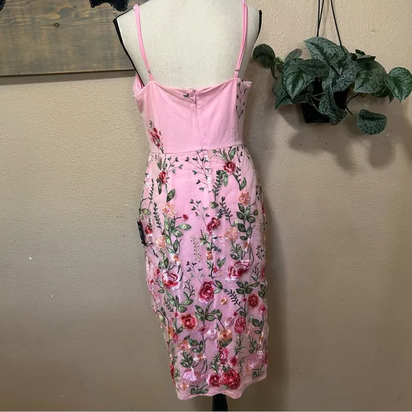 Lulus Blooming For Love Pink Floral Embroidered Midi Dress - Image 6