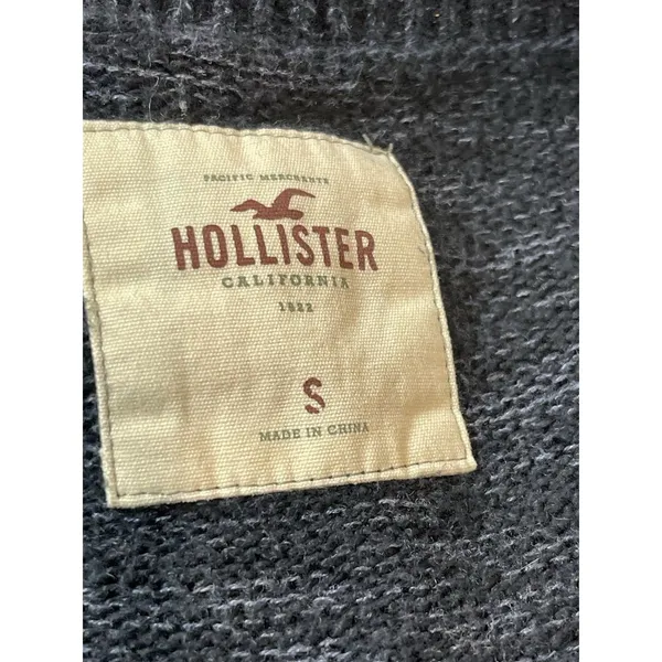 Hollister Navy Knit Cardigan Button Up Logo V-neck Sweater S Granpacore Cozy - Image 8