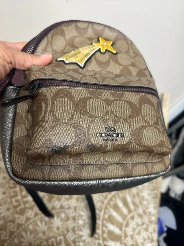 Coach Shooting start Brown Signature Canvas Leather Mini Backpack - Image 7