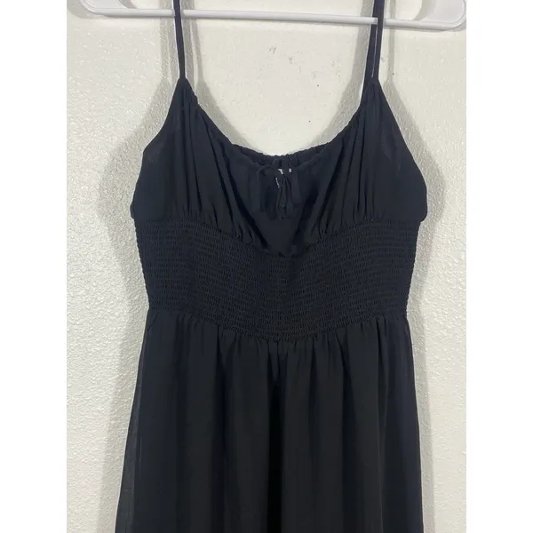 Aritzia Wilfred Black Smocked Mini Dress with Ruffle Hem Size M - Image 5