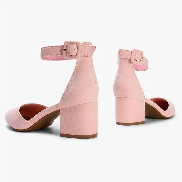 Elegant Pink Ankle Strap Block Heels - Image 5