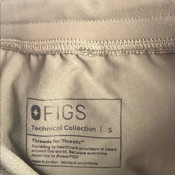 FIGS Kade Moss Green scrub Pants with tan Drawstring Sz S - Image 2