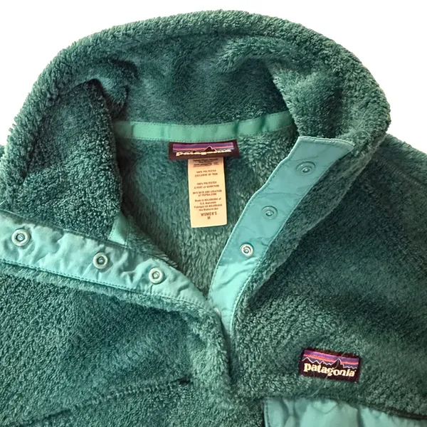 Patagonia‎ Re Tool Snap T Fleece Women M Green Blue Polartec Pullover - Image 3
