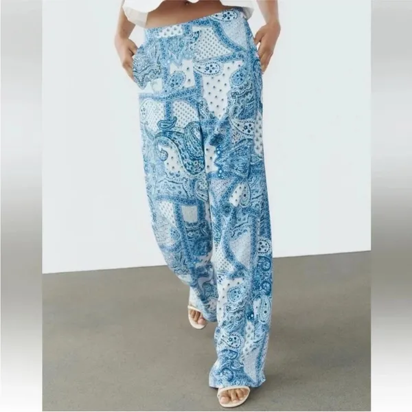 Zara Paisley Print wide leg pants - Image 3