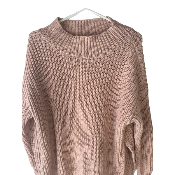 Aerie Size Medium Light Pink Knit Round Neck Sweater Coquette Soft Cozy‎ - Image 2
