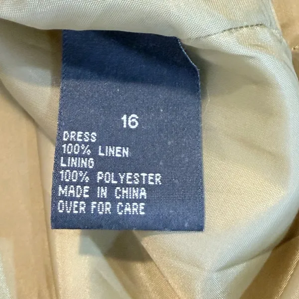 AGB Chartreuse Yellow Linen Shift Dress Womens 16 Sleeveless‎ Mid Mod Sun - Image 5