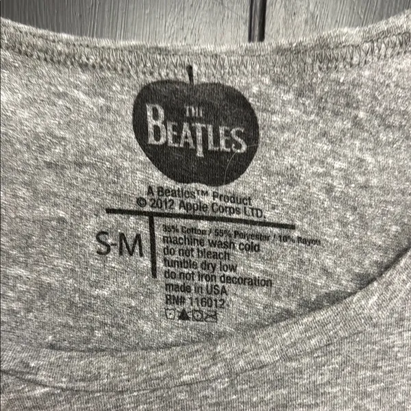 The Beatles Gray and Red Crop Top with Heart Graphic - Image 2