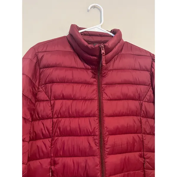 Abercrombie & Fitch Dark Red Puffer Jacket Logo Lightweight Size XL - Image 2