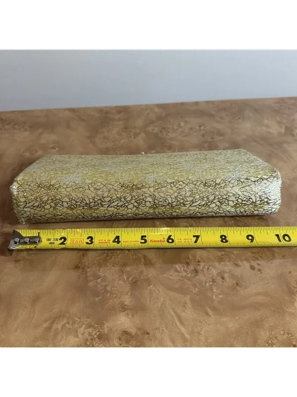 Vintage Gold Brocade Evening Clutch Kiss Lock Formal Cocktail Purse - Image 3