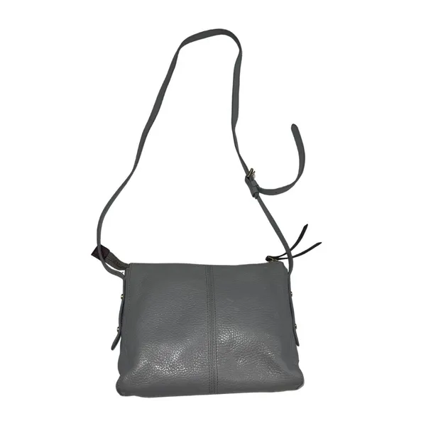 Fossil Jenna Top Zip Gray Pebbled Leather Crossbody Handbag Purse - Image 2