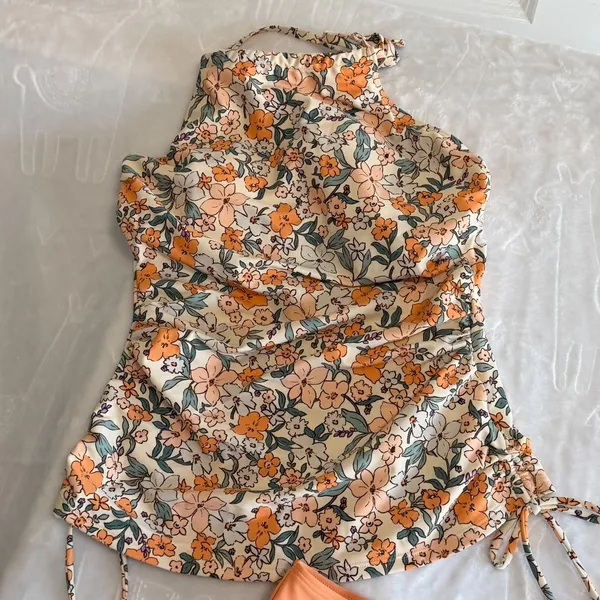 CupShe NEW Women's Apricot Floral 2 Piece Tankini Swimsuit Swimwear Size S #2602 - Image 2