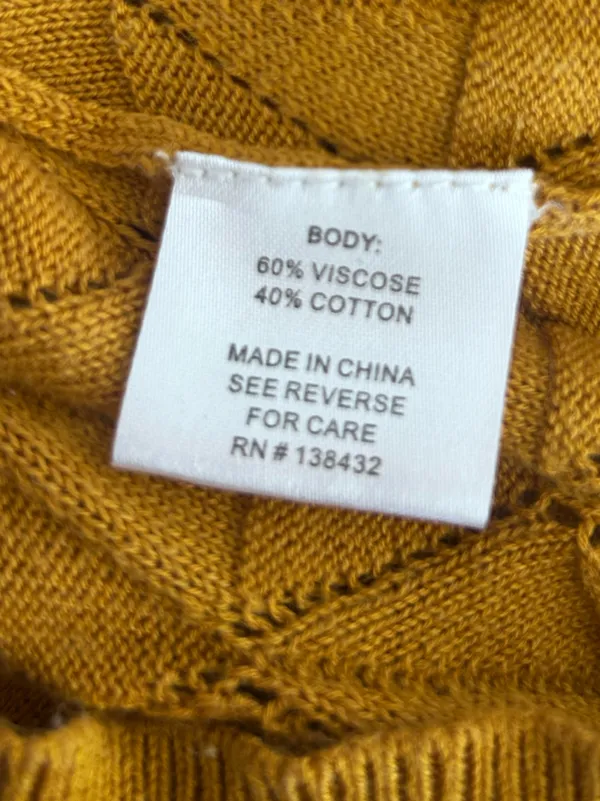 ModCloth Mustard Yellow‎ Long Sleeve Crewneck Diamond Knit Sweater Shirt Large - Image 4