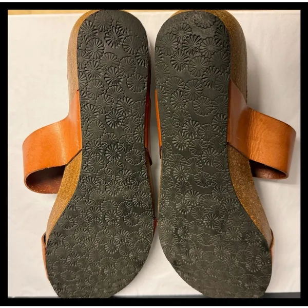 Lola Sabbia Eric Michael Sandals Womens 40 Brown Leather Wedge Slides Spain - Image 5