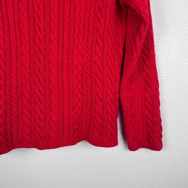 Lauren Ralph Lauren Women's Cable Knit Sweater Red Sz PM - Image 4