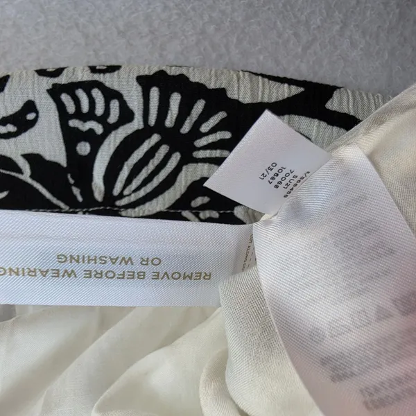 Loft NWT Womens Black White Floral Woodcut Maxi Dress Tie Back 566458 Size Large - Image 7