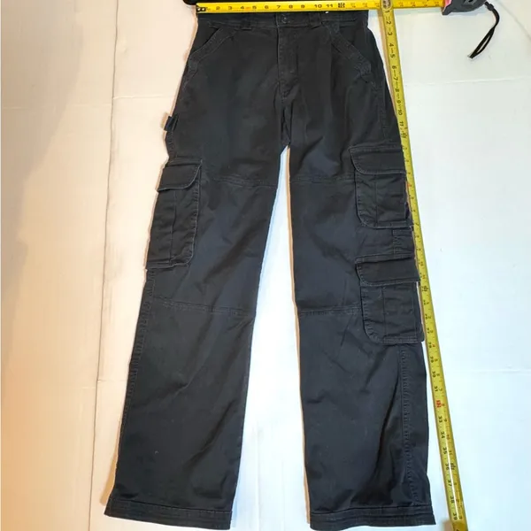 Abercrombie & Fitch Cargo Pants 27 4 Black Utility Y2K Streetwear Stretch - Image 6
