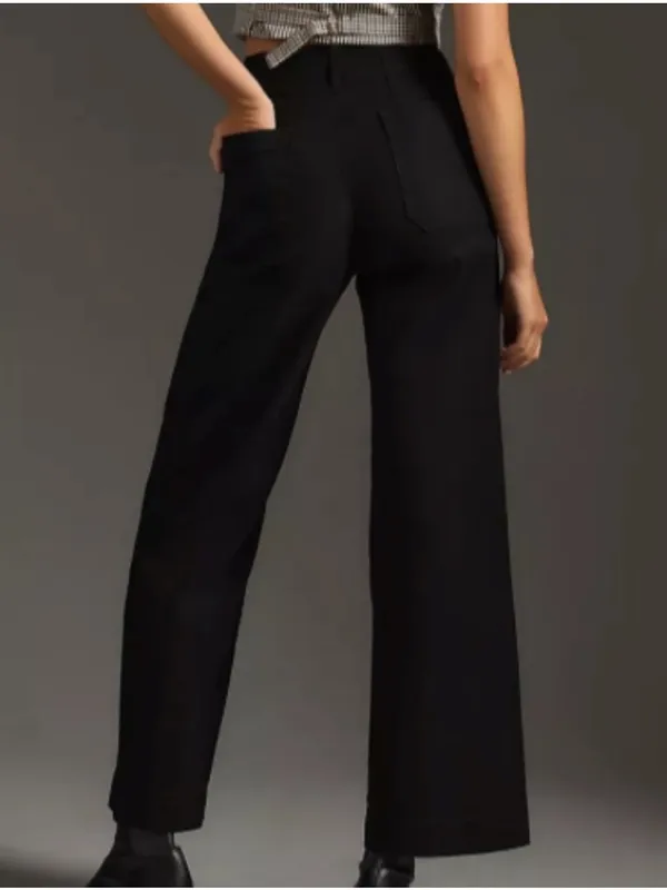 Anthropologie Maeve 25 Colette Full Length Wide Leg Pants Black Relaxed Office - Image 4