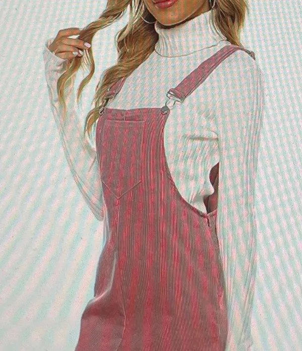 Pink Corduroy Overall Bib Pinafore Suspender Dress, size S - Image 4