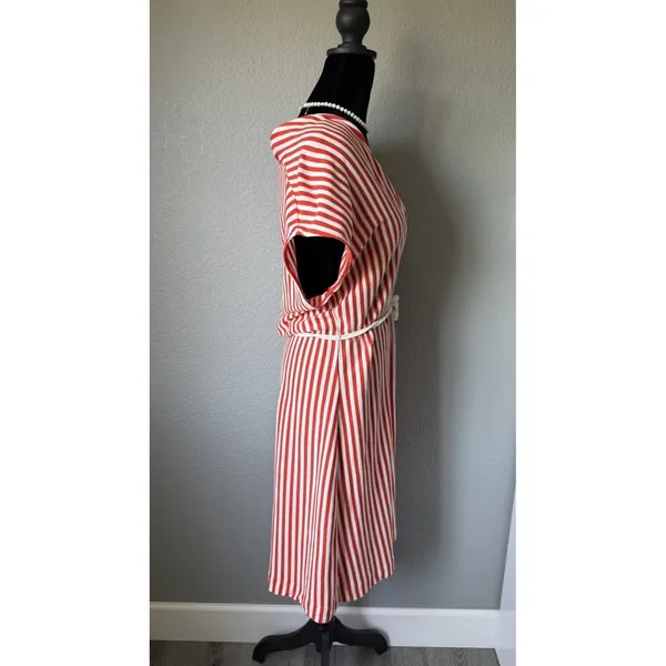 Anthropologie Saturday Sunday Red White Striped Wrap Dress Rope Tie Size S - Image 4