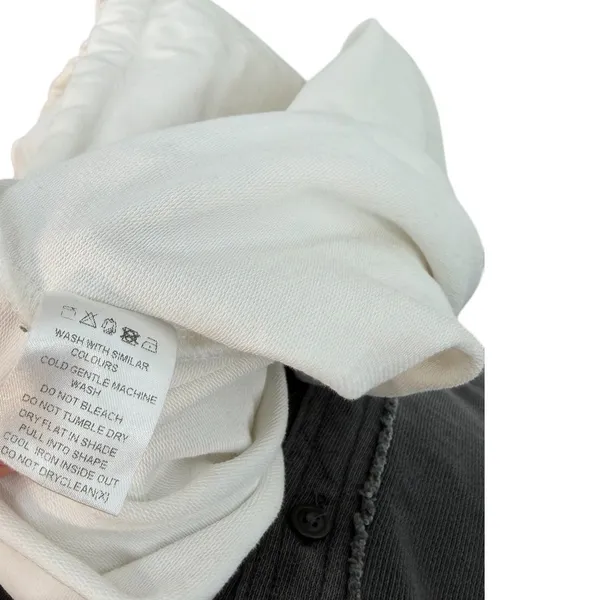 Meshki‎ Cropped Hoodie White Minimal Logo Drawstring Sweatshirt Womens Medium - Image 9