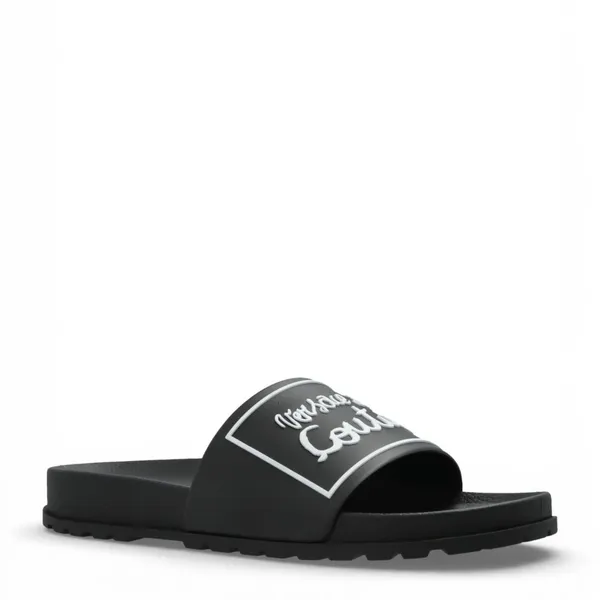 Versace Jeans Couture Black Logo Rubber Slide Sandals EU 38 US 7 - 7.5 NEW - Image 2