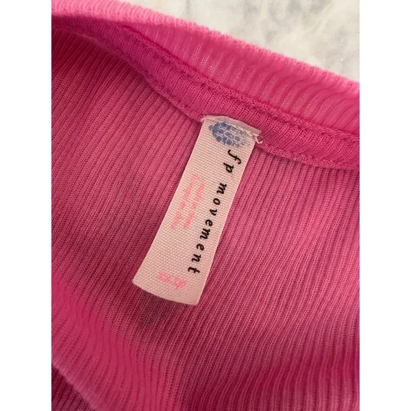 FREE PEOPLE Lightweight Sheer Ribbed Crewneck Tank Top Pink Size XS - Image 6