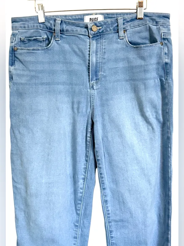 PAIGE Hoxton Slim Crop Jeans Women’s Sz 32 Light Wash High Rise Straight Ankle - Image 2