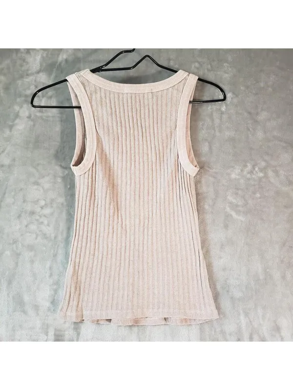 Project Social T Ribbed Knit Sleeveless Tank Top Light Pink Round Neck Size S - Image 2