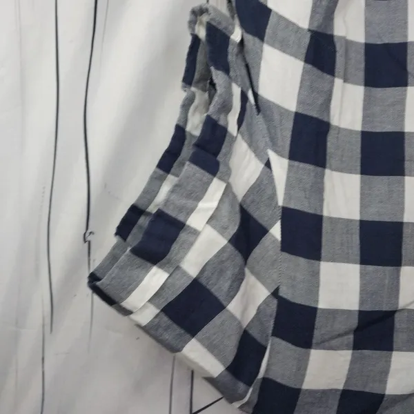 J.Crew Mercantile Gingham Plaid Popover Preppy Business Casual Short Sleeve Top - Image 2