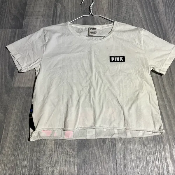 PINK White Logo T-Shirt; Medium Women’s - Image 2