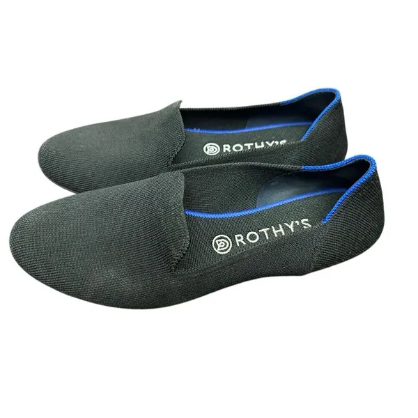 Rothys The Loafers Womens Black Pointed Toe Knit Flats Blue Halo Size 10.5 - Image 2
