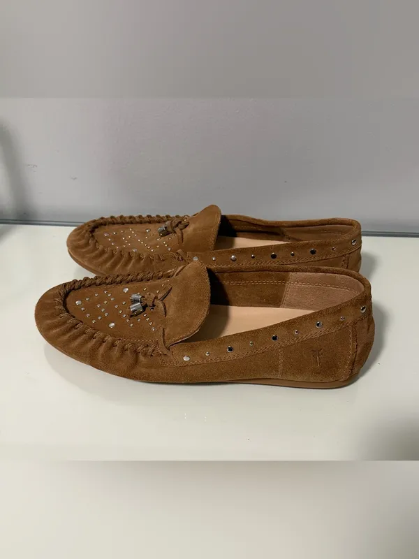 Frye Brown Suede Studded Tassel Moccasins - Image 4