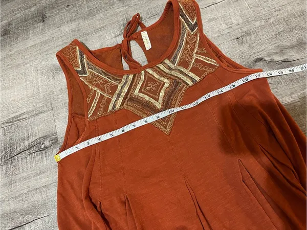 FREE PEOPLE Libertine Embroidered Open Back Tank in Rust - Image 7