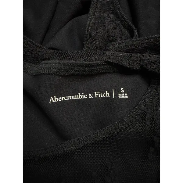 Abercrombie Black Lace Long Sleeve Bodysuit Small Sheer Mesh - Image 6