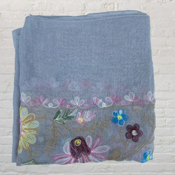 NWT Bijoux Terner Embroidered Floral Border Scarf / Wrap Shawl - Image 13