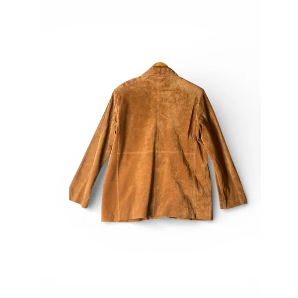 Norm Thompson Womens Brown Suede Leather Button Front Jacket‎ Size 18 Vintage - Image 3
