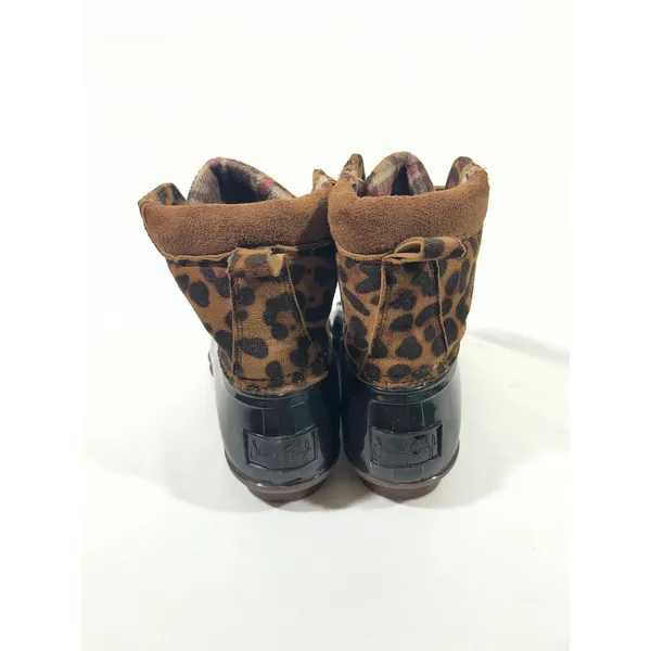 Jessica Carlyle GAVIN-17L Leopard Print Duck‎ Boots Women 7.5 Black Brown Snow - Image 4