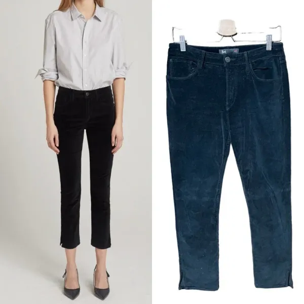 3x1 Higher Ground Jeans Pants Slim Straight Cropped Velvet Black Size 29‎ - Image 2