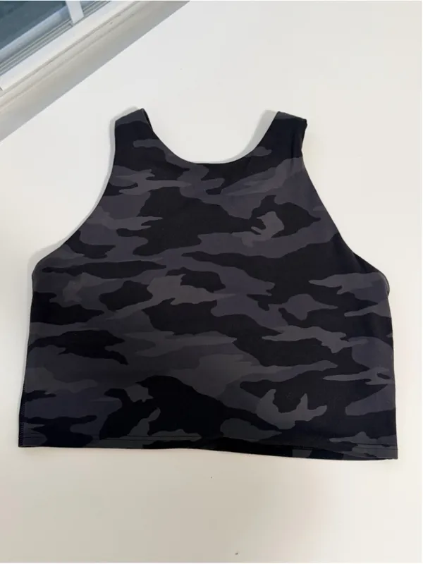 Athleta Conscious Crop Tank Bra A-C Black Gray Camo Size S - Image 2