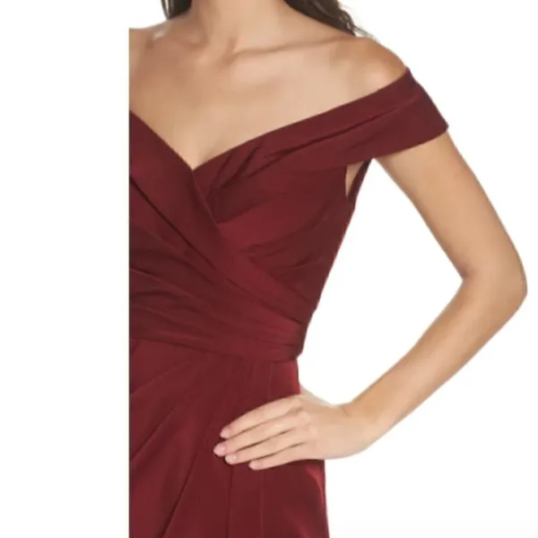 La Femme Surplice Off the Shoulder Column‎ Gown - Image 2
