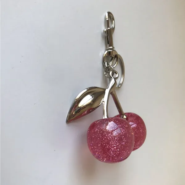 Pink Glitter Cherry Bag Charm, Silver Tone - Image 16