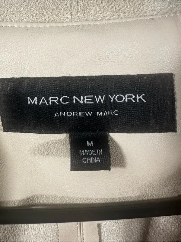E16. Marc New York Women's Cream Leather Waterfall Drape Coat - Image 5