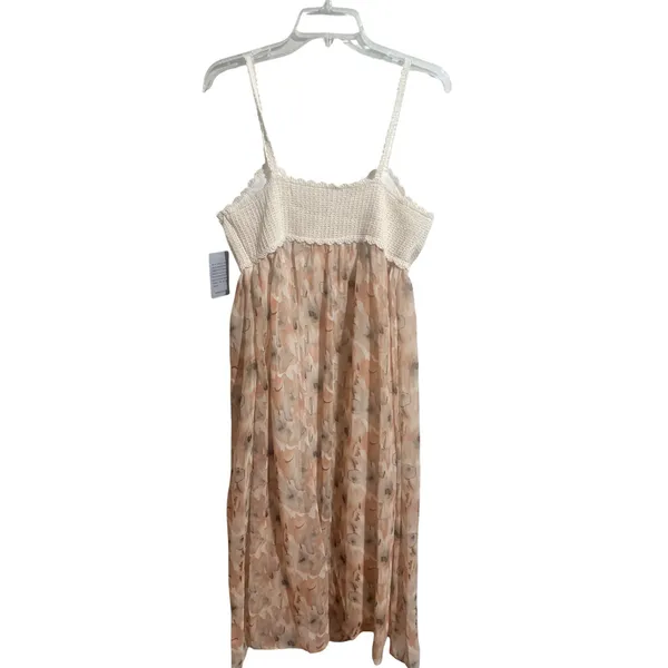 Stitchdrop Crochet Floral Maxi Dress Womens Size M Pink NWT Mixed Media Boho - Image 3