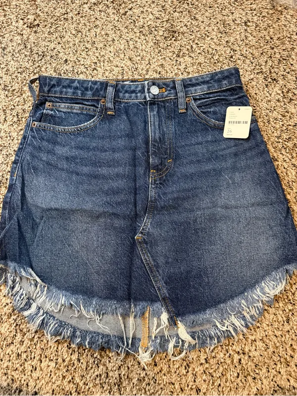 We The Free Free People Bailey Denim Mini Skirt - Dark Wash - Image 2