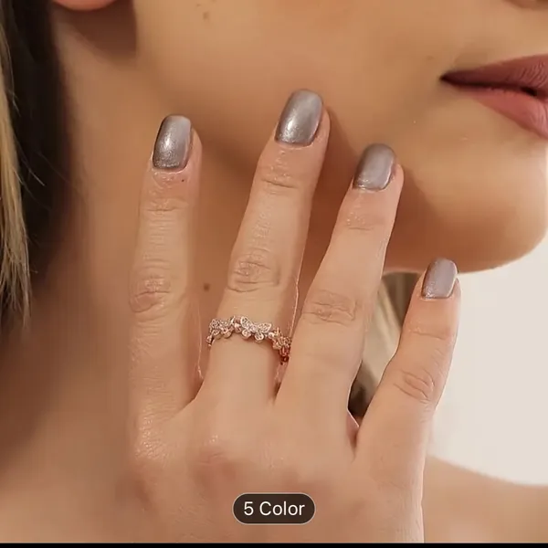 Elegant Butterfly Shaped Open Adjustable Rose Gold Ring - Image 2