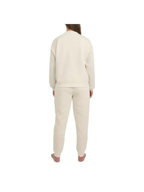 Lands’ End Off White Cream Quilted Loungewear 2 Piece Top Pants Set XXL XL New - Image 2