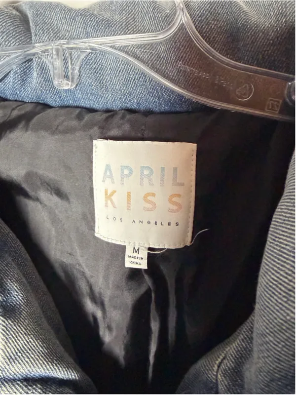 April Kiss Denim Puffer Jacket Size M Blue NWT - Image 3