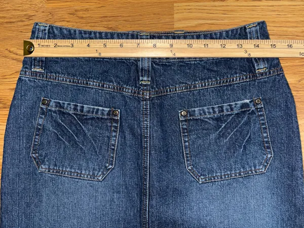 Cato Long Denim Skirt Women’s Size 6 Dark Wash Distressed Raw Hem Fringe Slit - Image 14