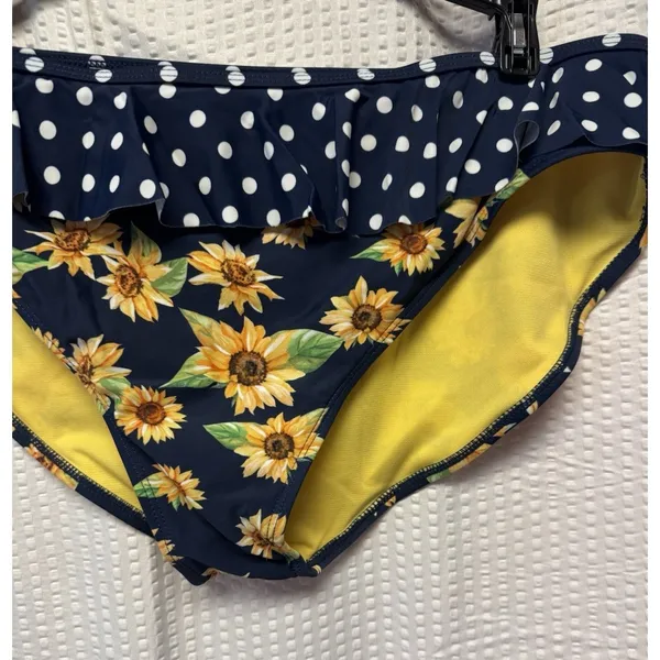 Peyton‎ & Parker Women's SZ 18.5 Sunflower Navy Polka Dots Bikini READ - Image 4